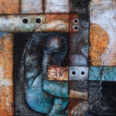 Men In Boxes I by Segun Aiyesan art print