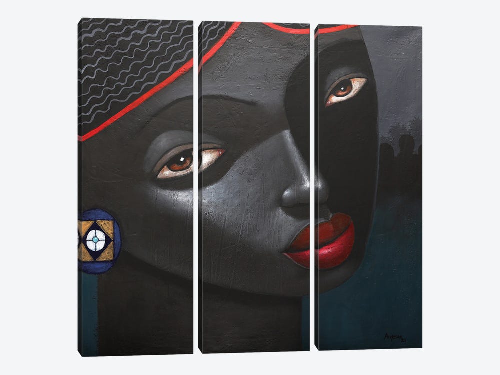 Black Goddess by Segun Aiyesan 3-piece Canvas Artwork