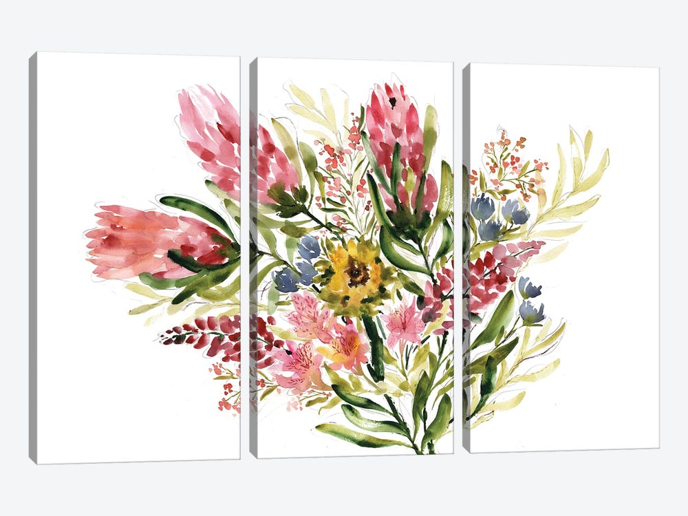 Protea Bouquet by Sara Berrenson 3-piece Canvas Print
