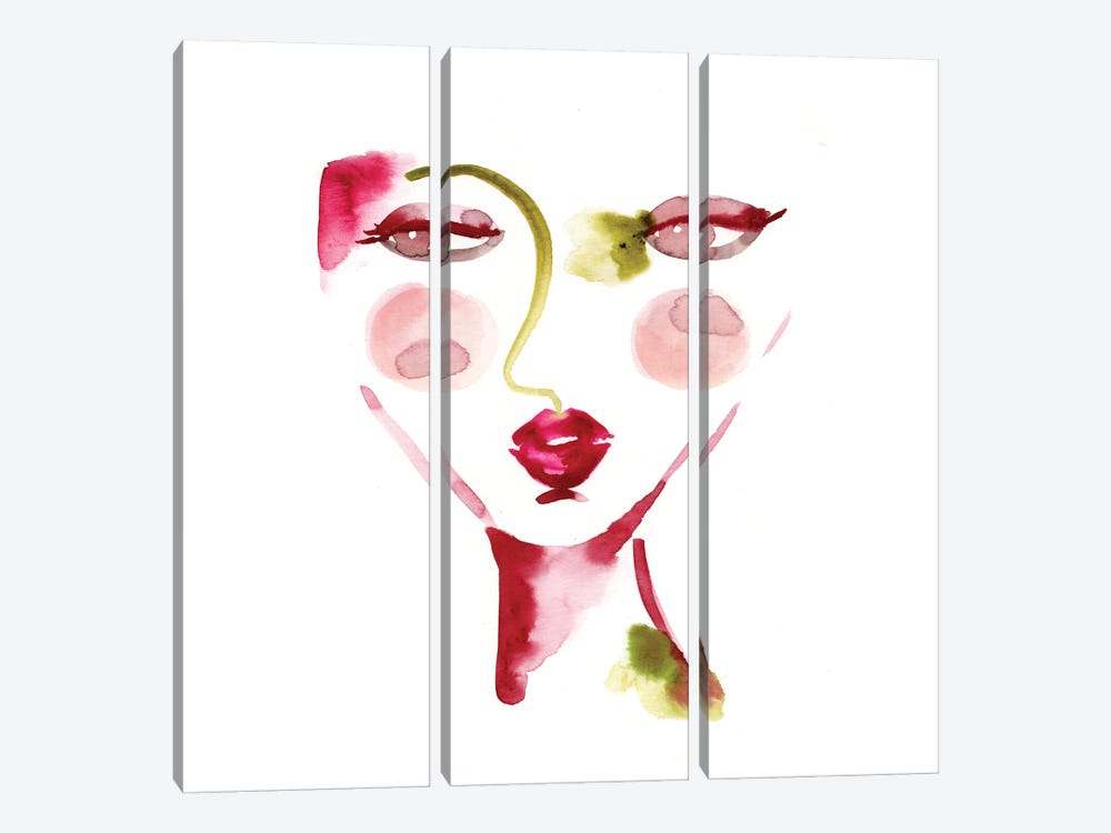 Red Abstract Girl by Sara Berrenson 3-piece Canvas Art
