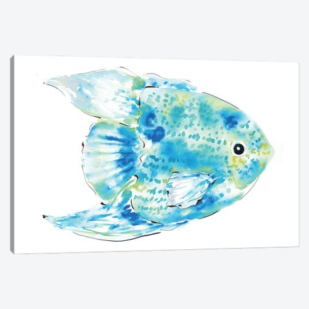 Spotted Fish Blue Canvas Print #SBE106} by Sara Berrenson Canvas Wall Art