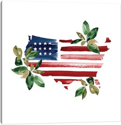 Botanical Flag Canvas Art Print - Independence Day Art
