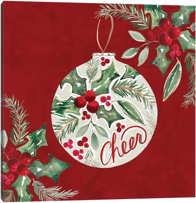 Cheer Ornament Red Canvas Art Print - Sara Berrenson