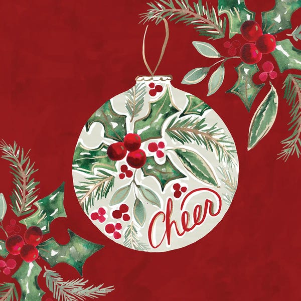 Sara Berrenson: Cheer Ornament Red by Sara Berrenson
