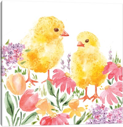 Chicks Garden Canvas Art Print - Chicken & Rooster Art