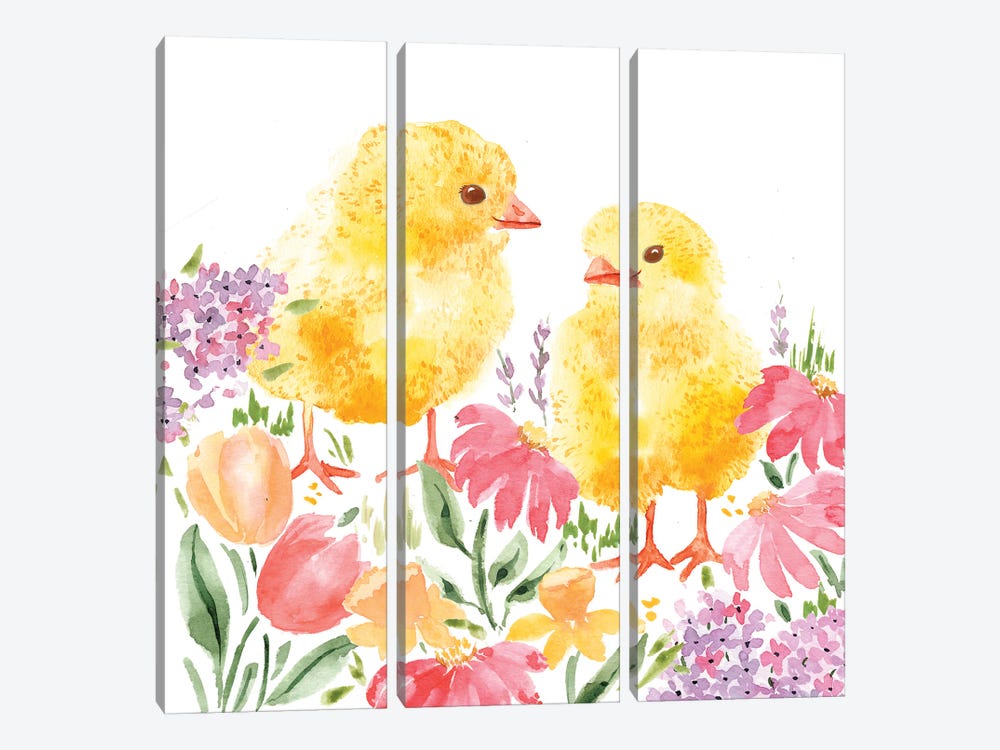 Chicks Garden by Sara Berrenson 3-piece Canvas Art Print