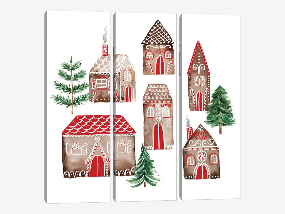Gingerbread Houses by Sara Berrenson 3-piece Canvas Artwork