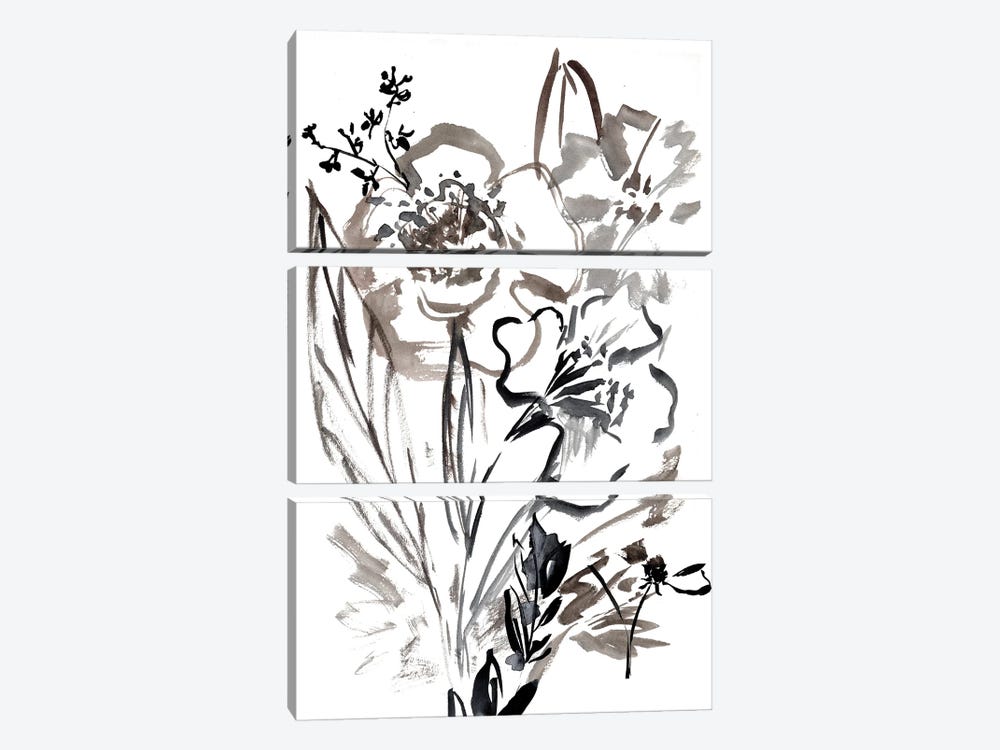 Neutral Floral Abstract I by Sara Berrenson 3-piece Canvas Art Print