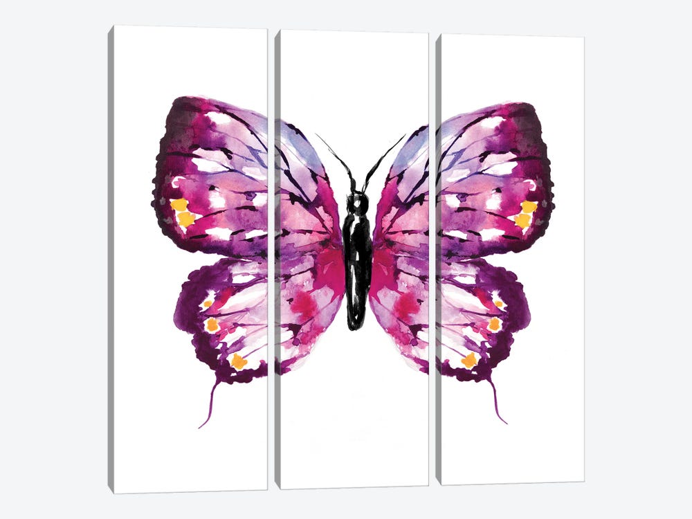 Butterfly Fuchsia by Sara Berrenson 3-piece Canvas Print