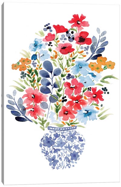 Chinoiserie Floral Canvas Art Print - Poppy Art