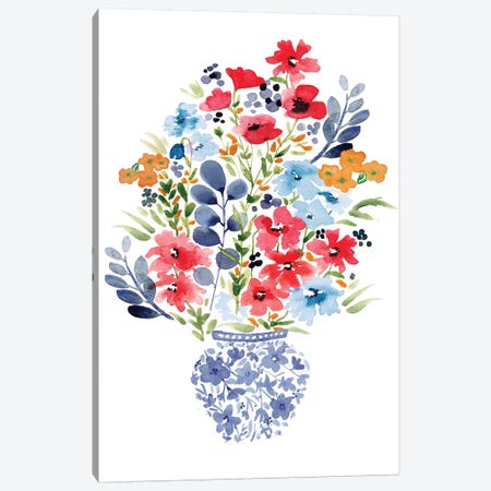 Chinoiserie Floral Canvas Print #SBE17} by Sara Berrenson Canvas Art Print