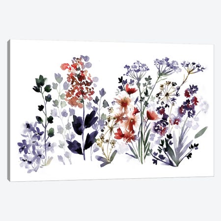Indigo Wildflowers Canvas Print #SBE33} by Sara Berrenson Canvas Artwork