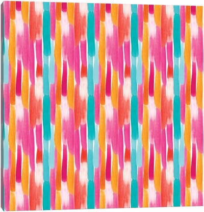 Painty Lines Warm Canvas Art Print - Linear Abstract Art