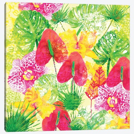 Tropical Flowers Canvas Print #SBE49} by Sara Berrenson Art Print
