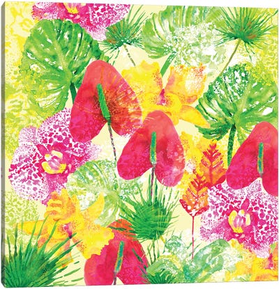 Tropical Flowers Canvas Art Print - Monstera Art