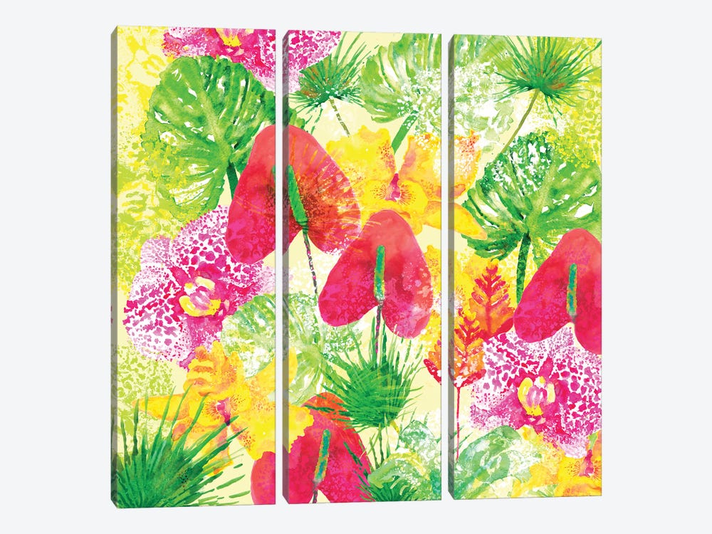 Tropical Flowers by Sara Berrenson 3-piece Canvas Print