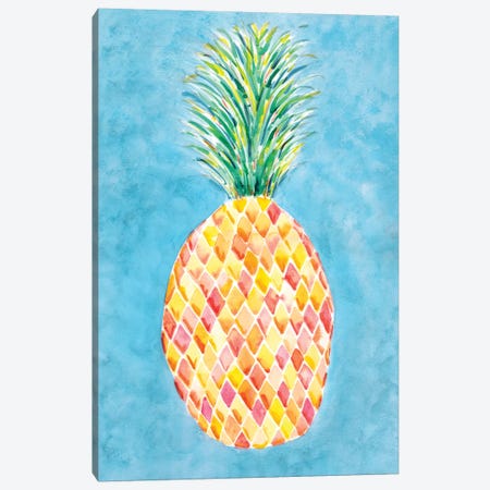 Pineapple Blue Canvas Print #SBE50} by Sara Berrenson Canvas Artwork