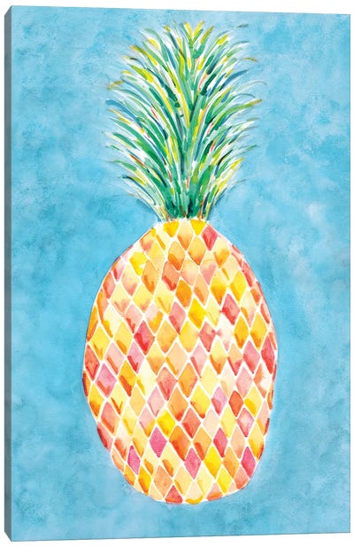Pineapple Blue Canvas Art Print - Pineapple Art