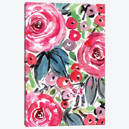Pink Roses Canvas Print #SBE55} by Sara Berrenson Art Print