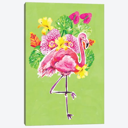 Tropic Vibes Flamingo Canvas Print #SBE69} by Sara Berrenson Art Print