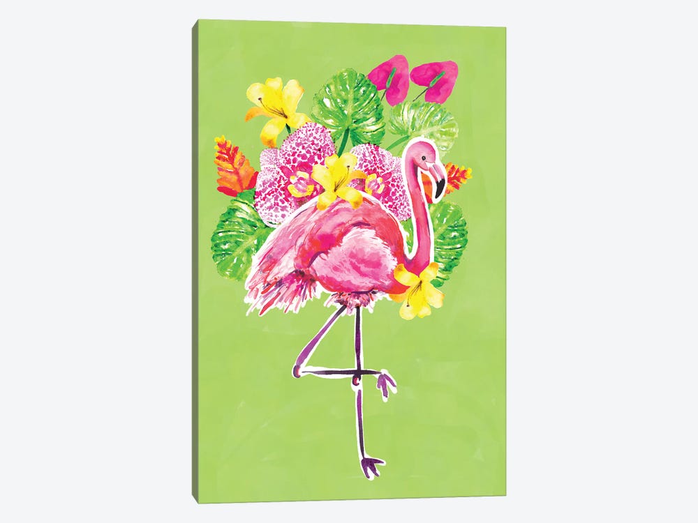 Tropic Vibes Flamingo by Sara Berrenson 1-piece Canvas Art Print