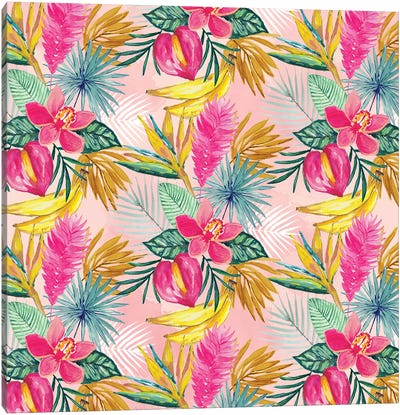 Tropical Pink Canvas Art Print - Hibiscus Art