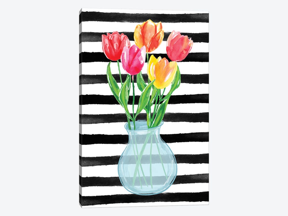 Tulips Stripes by Sara Berrenson 1-piece Canvas Wall Art