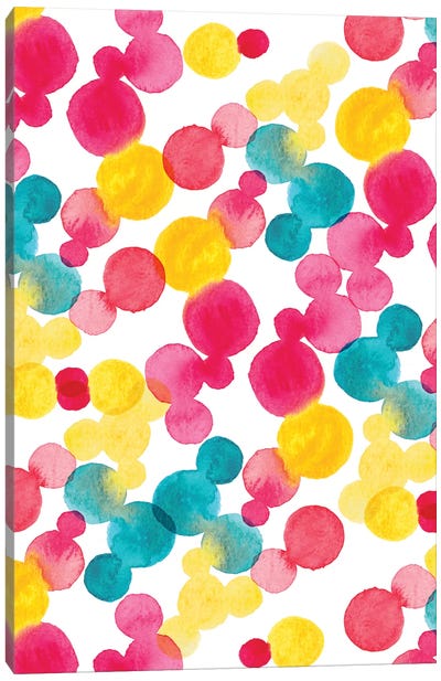 Watercolor Dots Canvas Art Print - Polka Dot Patterns