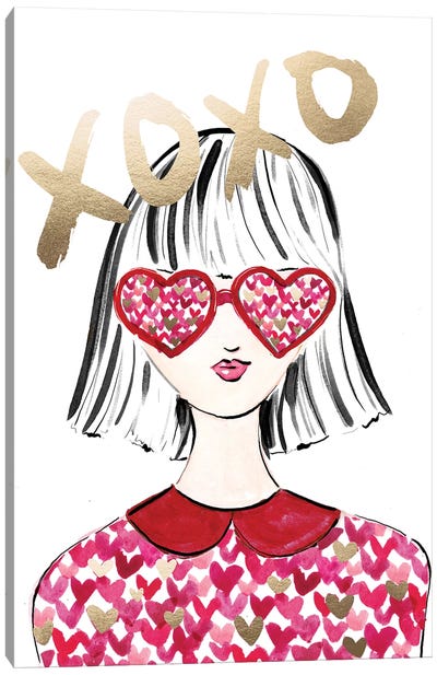 XOXO Girl Canvas Art Print - Glasses & Eyewear Art