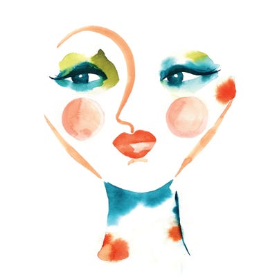 Blue Abstract Face by Sara Berrenson metal wall art