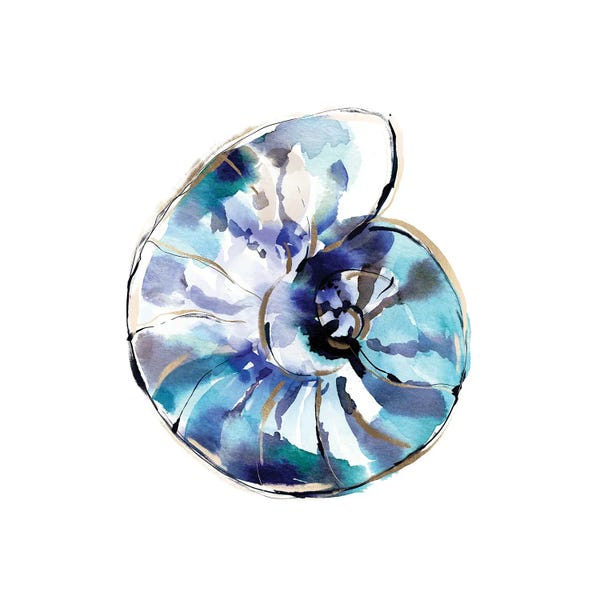 Sea Shells: Blue Abstract Shell by Sara Berrenson