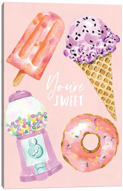 Desserts Peach Canvas Art Print - Bubble Gum