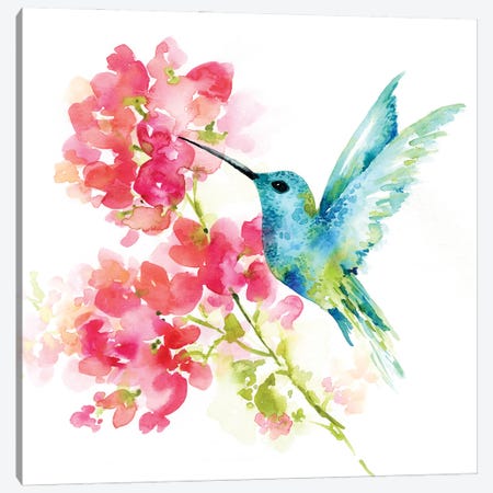 Hummingbird Canvas Print #SBE85} by Sara Berrenson Canvas Art
