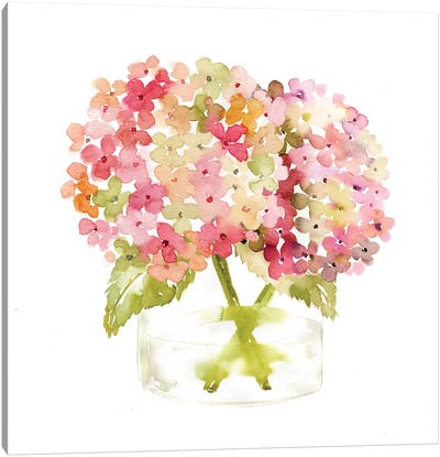 Hydrangea Pink Vase Canvas Art Print - Hydrangea Art