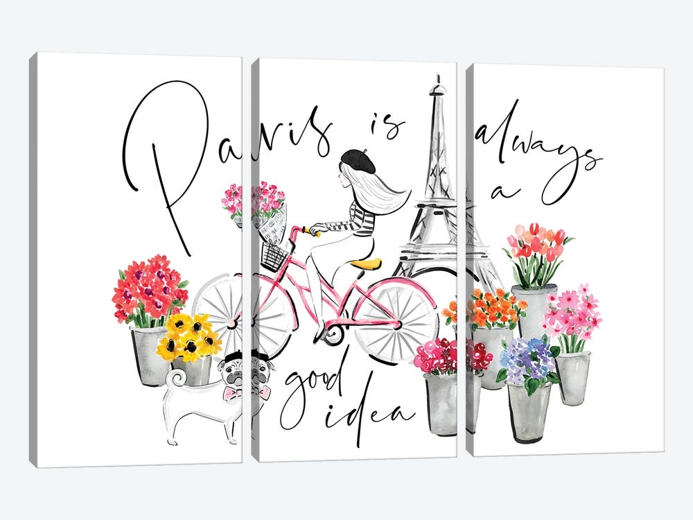 Paris Flower Market by Sara Berrenson 3-piece Canvas Print