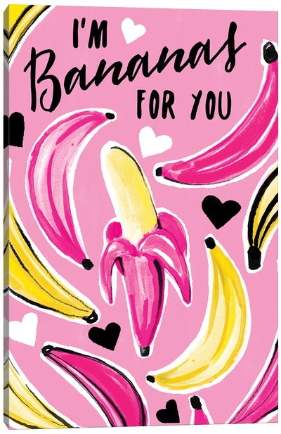 Pink Bananas Canvas Art Print - Banana Art