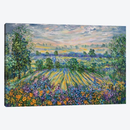 California Rolling Hills And Wildflowers Canvas Print #SBJ14} by Jean (Vadal) Smith-Bentson Canvas Wall Art