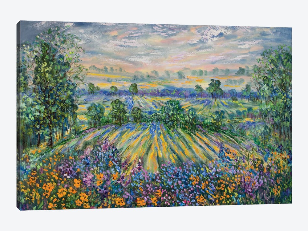 California Rolling Hills And Wildflowers by Jean (Vadal) Smith-Bentson 1-piece Canvas Print