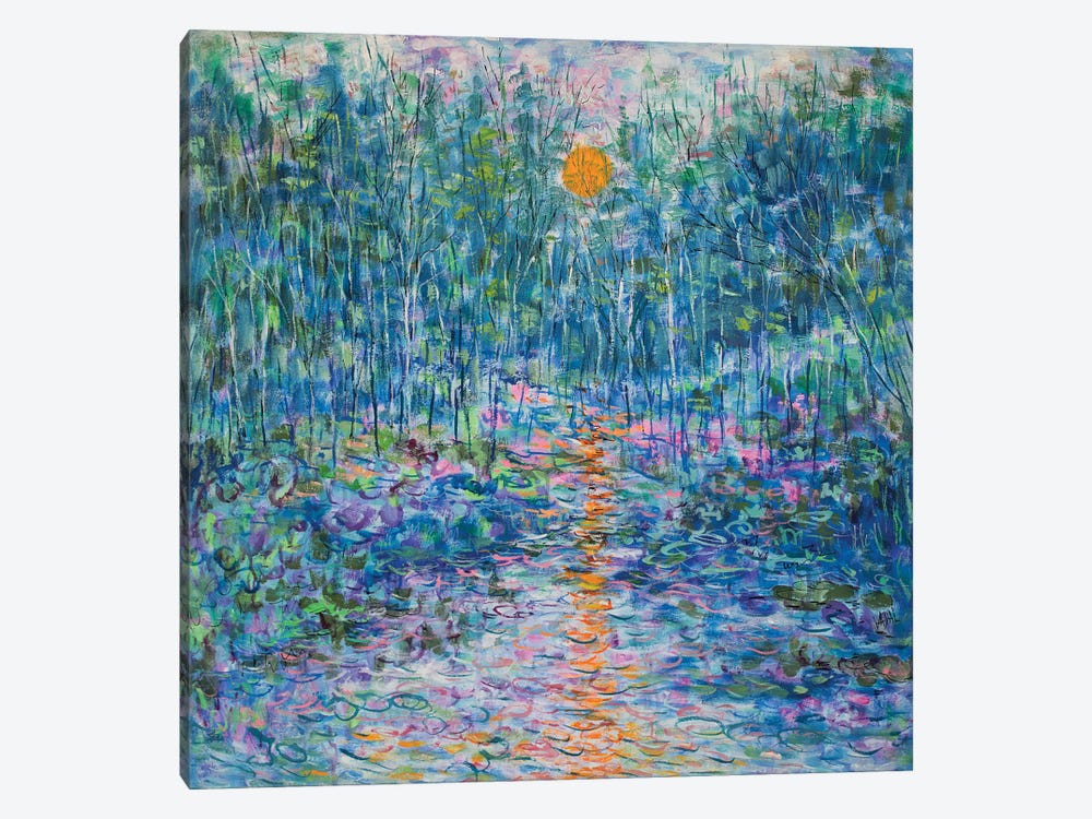 Reflection On Sunset Stream by Jean (Vadal) Smith-Bentson 1-piece Canvas Wall Art
