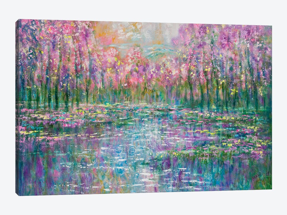 Cherry Blossom Lake by Jean (Vadal) Smith-Bentson 1-piece Art Print