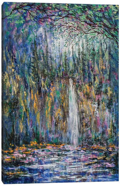 Yosemite Falls And Wildflowers Canvas Art Print - Water Lilies Collection