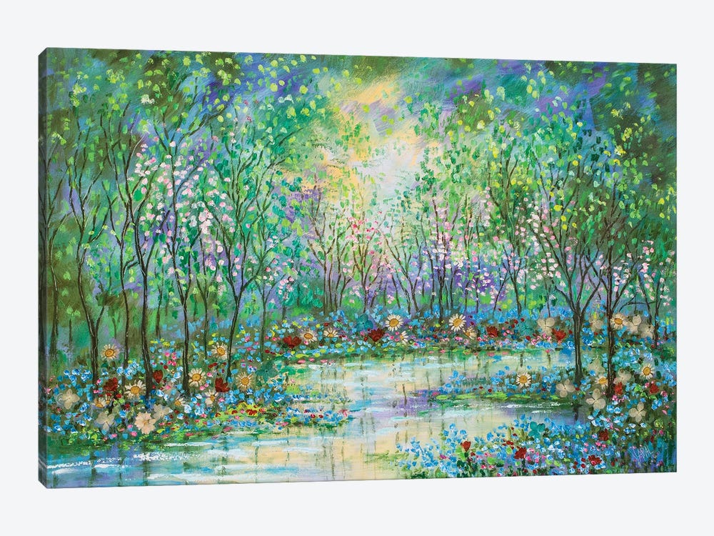 Springtime Stream And Wildflowers by Jean (Vadal) Smith-Bentson 1-piece Canvas Print