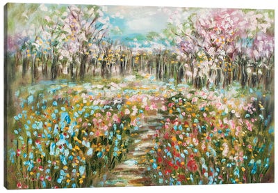 Cherry Blossom Path Canvas Art Print - Tranquil Gardens