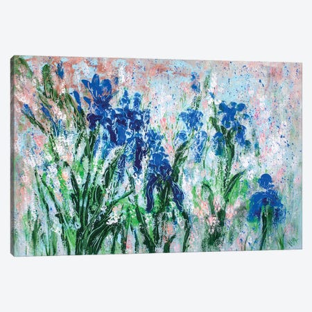 Blue Iris And Wildflowers Canvas Print #SBJ33} by Jean (Vadal) Smith-Bentson Art Print