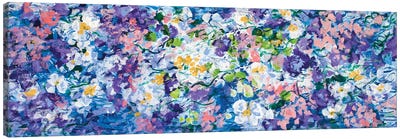 Blue And White Floral With Gold Canvas Art Print - Jean (Vadal) Smith-Bentson