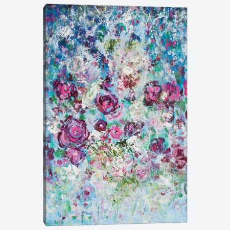 Roses And Blue Violets Canvas Print #SBJ39} by Jean (Vadal) Smith-Bentson Canvas Print