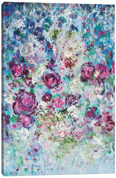 Roses And Blue Violets Canvas Art Print - Jean (Vadal) Smith-Bentson