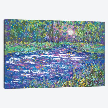 Springtime Violet Moon And Fireflies Canvas Print #SBJ46} by Jean (Vadal) Smith-Bentson Canvas Print