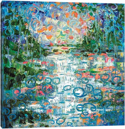Joyful Stream Canvas Art Print - Water Lilies Collection