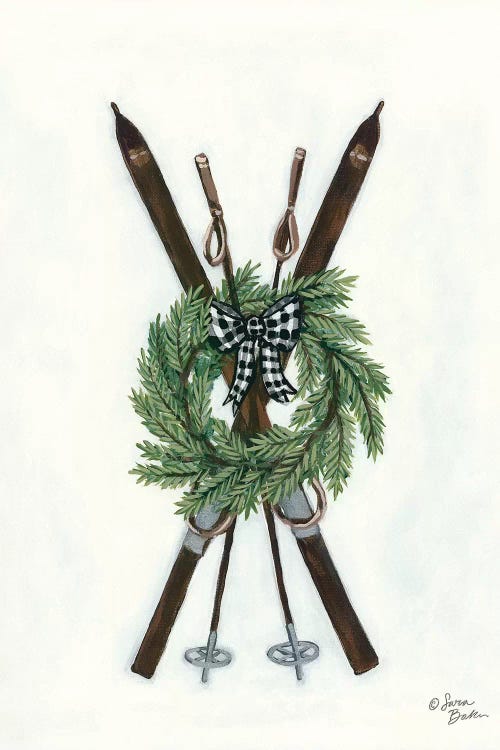 Vintage Winter Skis by Sara Baker wall art